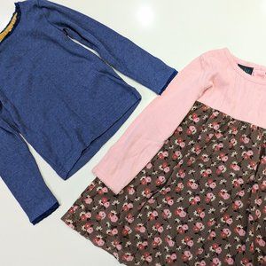 Mini Boden floral Pink dress and longsleeve shirt bundle, Size 4-5 Y